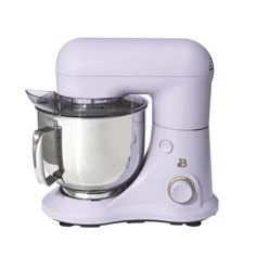 a blue kitchen mixer on a white background