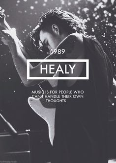 a black and white photo with the words healy on it's back side