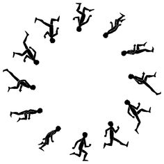 silhouettes of people running in a circle