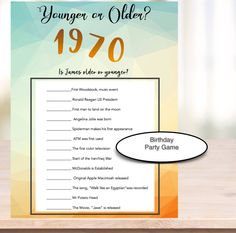 a birthday party game with an orange and blue background