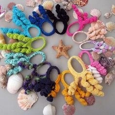 "Colorful Ponytail holders with crochet yarn around the elastic and dangling swirled tails.  Ocean inspired swirling Pony tail ties for every one.  They come in different shapes and colors, some look like \"Jellyfish\" or \"see stars\".   Fun and colorful accessories  to tie the hair for women and girls   Unique hair accessory to put the hair up  for the summer days, walk on the beach, in the yoga class or a new hair style   Hand made with love , great care and attention to detail Material used is cotton , acrylic yarn and threads . Thank you for looking and supporting handmade!" Colorful Ponytail, Crochet Hair Ties, Hair Accessories Crochet, Accessories Crochet, Unique Hair Accessories, Girls Unique, Unique Hair, Unique Accessories, Colorful Accessories