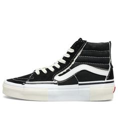 Vans SK8-Hi Reconstruct BLACKWHITE VN0005UK6BT (SNKR/Skate/Unisex/Non-Slip/High Top/Wear-resistant/Shock-absorbing) Vans Black High-top Streetwear Sneakers, Vans Urban Black High-top Sneakers, Vans Black High-top Sneakers, Black Vans High-top Sneakers For Sports, Vans Black High-top Sneakers For Sports, Vans Black Sneakers For Skating, Urban White Skate Shoes, White Urban Style Skate Shoes, Casual White Sneakers For Skating