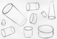 a pencil drawing of different shapes and sizes