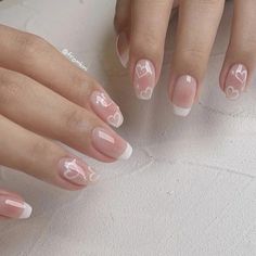 Nail Designs For Teens, Korea Nails, Asian Nails, Blush Nails, Really Cute Nails