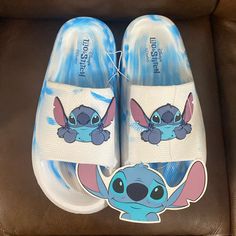 Brand New, Calling Stitch Lover !!!! Comfortable And Stylish Disney Lilo And Stitch Tie Dye Slip On Slides Size 8 Cow Cartoon Images, Stitch Room, Stitch Merchandise, Stitch Things, Stitch Shoes, Marvel Shoes, Cow Cartoon, Lilo And Stitch Merchandise, Stitch Quotes