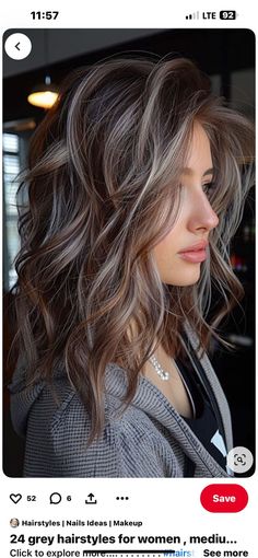 Grey Blending, Long Hair Highlights, Covering Gray Hair, Brown Hair With Blonde Highlights, Ash Blonde Hair, Hair Color Techniques