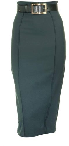 Elisabetta Franchi Celyn B. Pencil Skirt With Belt Golden Highlights, Skirt With Belt, Faux Leather Belts, Office Attire, Leather Belts, Pencil Skirt, Knee Length, Cute Outfits, Faux Leather