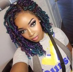 Loose Crochet Hairstyles, Blue Locs Black Women, Crochet Hairstyles For Black Women, Black Women Crochet, Blue Locs, Dreads Black Women, Locs Black Women, Loose Crochet, Havana Twists