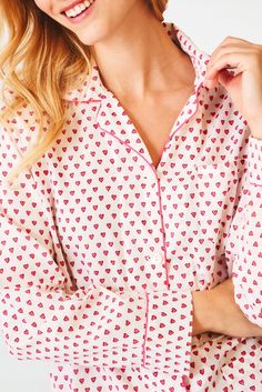 We've made it easy - all you have to do is pick pink or blue! Let's be honest, you're already in love with this block-printed easy-breezy cotton set. With a cute collar and buttons, you're cruising into dream town in style! 4 Buttons Shirt Pockets Tie Waist Prefer your PJs to be soft and stretchy? You will love our Long Sleeve Hearts Polo Set! Materials and Care 100% 60's Cambric Cotton Machine Wash Cold, Delicate Cycle Do Not Bleach, Line Dry Made in India Measurement Information Model Wears Si Cozy Pajamas, Roller Rabbit, Footie Pajama, Pink Or Blue, Baby Pajamas, Sleepwear & Loungewear, Cotton Set, Easy Breezy, Loungewear Set