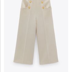 Zara | Pants & Jumpsuits | Zara Buttoned Culottes | Poshmark Elegant Cream Wide Leg Pants With Pockets, Chic Wide Leg Pants With Buttons For Spring, Chic Spring Wide Leg Pants With Buttons, Chic Cream Wide Leg Pants With Pockets, Elegant Beige Wide Leg Pants With Button Closure, Chic Zara Wide Leg Pants With Pockets, Zara Elegant Wide Leg Pants With Pockets, Elegant Zara Wide Leg Pants With Pockets, Elegant Zara Bottoms With Button Closure