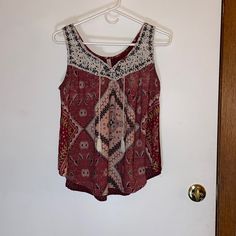 Like Brand New 100% Polyester Casual Sleeveless Boho Print Tops, Casual Printed Festival Tank Top, Casual Printed Tank Top For Festivals, Bohemian Tank Blouse For Vacation, Patterned Sleeveless Bohemian Blouse, Bohemian Sleeveless Patterned Blouse, Casual Sleeveless Festival Blouse, Casual Sleeveless Blouse For Festival, Aztec Pattern