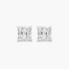 14K White Gold Asscher Cut Lab Grown Diamond Stud Earrings (0.50 CTW - F-G / VS2-SI1). This pair of classic, asscher shape lab created diamond earrings feature a tapered basket that showcases the unique characteristics of an asscher shape lab created diamond. The bold flashes of light and a luminescent nature capture the eye with every move. Asscher Cut Diamond, Shimmer N Shine, Unique Characteristics, Asscher Cut, Diamond Stud Earrings, Diamond Stud, Fine Jewellery Earrings, Lab Created Diamonds, Diamond Earrings Studs