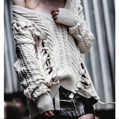 Zara Oversized Chunky Knit Cable Sweater Lace Up Detail V-Neck Semi-Off Shoulder Sz S Cream Nude Beige All Sales Are Final Sweater Lace, Lace Sweater, Cable Sweater, Zara Sweater, Outfit Aesthetic, Fashion Books, Sweaters Oversized, Chunky Knit, Boho Outfits