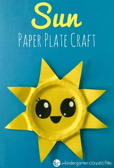 a paper plate sun craft on a blue background