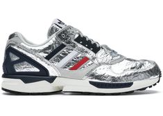 Adidas Zx 1k, Adidas Zx, Chalk White, For Sale Sign, Red White Blue, Leather Sneakers, Adidas Sneakers, Metallic Silver, Dates