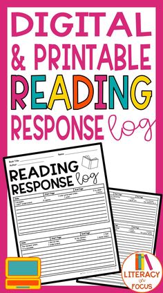 reading response worksheet for the digital and printable reading response book with text