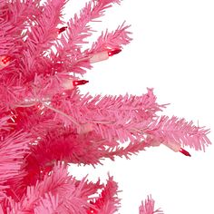 pink christmas tree branches against a white background