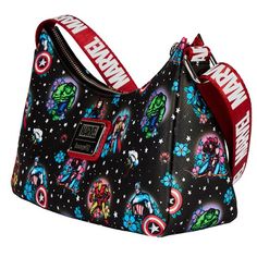 Show off your Marvel fandom with this Avengers Tattoo Purse! It is made of faux leather and features a top zipper closure , adjustable strap, coin bag, matching themed lining, and printed details. This purse approximately measures 8 3/4-inches wide x 6-inches tall x 2 1/2-inches deep. Ages 8 and up. Floral Tattoo Shoulder, Tattoo Shoulder