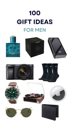 gifts for men with the words, 100 gift ideas for men