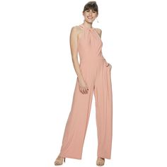 Give your wardrobe an exciting update with the sophisticated style of this wide-leg women's Nina Leonard jumpsuit.PRODUCT FEATURES Halter neckline with twist accent Pleated details Sleeveless 2 pocketsFIT & SIZING Full length Wide-leg cut Button closure & zipper closureFABRIC & CARE Polyester, spandex Machine wash Imported Size: Small. Color: Blush. Gender: female. Age Group: adult. Pattern: Solid. Elegant Pink Strapless Jumpsuit For Evening, Elegant Pink Evening Strapless Jumpsuit, Feminine Evening Jumpsuits And Rompers For Spring, Feminine Formal Jumpsuits And Rompers For Spring, Halter Jumpsuit, Dress Guide, Color Blush, Womens Clothing Sizes, Clothing Size Chart