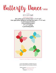 the butterfly dance mini quilt pattern