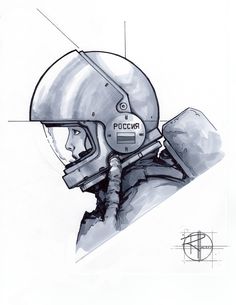 a black and white drawing of a person wearing a helmet with the word picclr on it