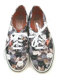 Vans Rare ASPCA Cat print lace up unisex sneakers Wms sz 9.5. Mens sz 8 Worn twice. No condition issues other than a few smudges to rubber that can be easily removed. Sold as is. Please see measurements for size-all sales are final. Length of sole 10.5" width of sole 3.5" PLEASE READ BEFORE YOU BUY About the Vintage / Preowned clothes I sell: As a long time seller, I source specifically to resell at reasonable prices and only select and list great items I feel are in very wearable / and or usabl Casual Canvas Shoes With Graphic Print, Sporty Lace-up Canvas Shoes With Graphic Print, Low-top Sneakers With Graphic Print, Graphic Print Slip-on Sneakers For Streetwear, Casual Custom Sneakers With Graphic Print, Casual Low-top Skate Shoes With Graphic Print, Low-top Graphic Print Skate Shoes, Casual Slip-on Sneakers With Graphic Print, Casual Mid-top Sneakers With Graphic Print