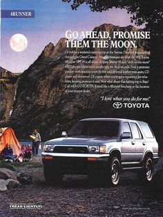 an advertisement for the toyota brochure is shown in front of a mountain range