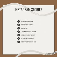 an info sheet with the words instagram stories on it