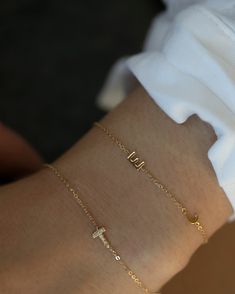 Personalized 14k solid gold mini diamond letter bracelet! Simple, minimalist everyday bracelet - Perfect dainty everyday bracelet with a sparkle.Personalize this bracelet with your choice of uppercase alphabet Initial. Great as a gift for special someone or for yourself. Each initial measures approx.5mm, You can add up to 5 Initials Available in 14K Yellow Gold or 14K White Gold * Leave us your initials and placement in the comment box at checkout. Bracelet With J, Bracelet With Letters Gold, Minimalist Sterling Silver Diamond Bracelet For Everyday Luxury, Personalized Diamond Bracelet For Everyday Wear, Dainty Personalized Diamond Bracelet For Gift, Dainty Personalized Diamond Bracelet As Gift, Dainty 14k Gold Name Bracelet, Everyday Minimalist Diamond Bracelet In 14k Gold, Personalized Fine Jewelry Bracelets For Everyday