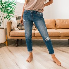 KanCan Haven Patched Boyfriend Jeans Medium wash Zip up Slight distressing One patched knee 9" rise (mid to high rise) 26.5" inseam + 1.5" cuff (size 3) Good stretch 99% Cotton 1% Spandex Imported Sizing: 1/24, 3/25, 5/26, 7/27, 9/28, 11/29, 13/30, 15/31Boyfriend fit - size down 1 from your regular KanCan size. If you Boyfriend Jeans Nordstrom, Distressed Jeans Outfit, Bags Ideas, Old Outfits, Kancan Jeans, Distressed Boyfriend Jeans, Closet Inspiration, Cute Jeans, Boyfriend Fit