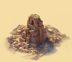 an aerial view of a castle in the desert