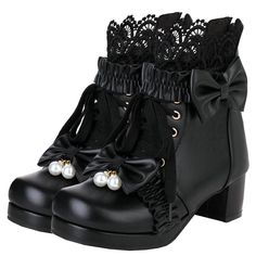 PRICES MAY VARY. APPROX MEASUREMENTS: The lolita boots heel height: 4cm,1.57"; Shaft Length : 20cm,7.87"; Top Opening Circumference: 25cm,9.44" COLOR:The kawaii shoes for women with Black white and pink,closed toe boots, block heel with a soft insole and additional design to ensure maximum comfortable. CLOSURE TYPE:Sweet lace up ankle boots,artificial wool inside design,very comfortable and suitable at all seasons. SUITABLE FOR ALL OF THE OCCASION – Classic style will be suitable for all kinds o Kitten Heel Ankle Boots, Cute Ankle Boots, Gothic Boots, Gothic Shoes, Kawaii Shoes, Chunky Heel Ankle Boots, Comfort Shoes Women, Black Platform Boots, Heel Ankle Boots