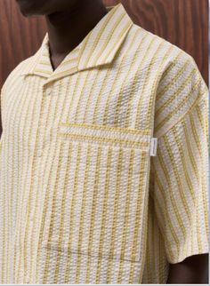 Men��’s Shirts, Mens Shirt Details, Striped Shirt Men, Menswear Details, Seersucker Shirt, Shirt Detail, Stylish Mens Outfits, Black Men Fashion, Mens Pajamas