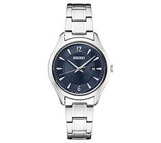 Stay up to the minute for every moment with this blue-dial women's watch that's just as comfortable at the country club as it is at casual gatherings. From Seiko. Elegant Blue Analog Watch, Classic Blue Watch With Analog Display, Classic Blue Watch Accessories With Analog Display, Classic Blue Analog Watch, Blue Watch Accessories With Metal Dial, Elegant Blue Analog Display Watch, Classic Blue Watch With Metal Dial, Timberland Premium, Women Essentials