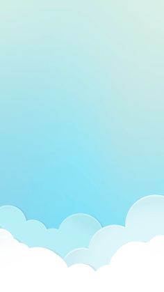 an airplane is flying high in the sky with clouds around it and a bright blue background