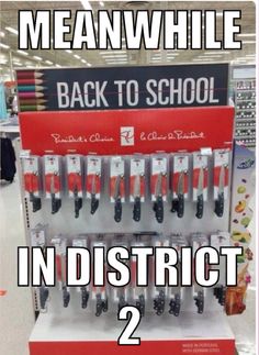 the back to school display has many different tools in it