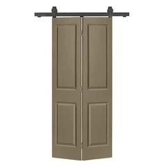 an open brown door on a white background