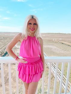 Positively Pink Dress | Sassy Shortcake Boutique | sassyshortcake.com Dresses Preppy, Pink Flowy Dress, Pink Halter Dress, Sassy Shortcake, Fancy Fits, Mini Dress Outfits, Preppy Dresses, Tiered Ruffle Skirt, Rose Bonbon