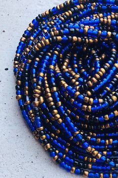 blue and bronze waist beads Suit Crop Top, Sierra Blue, Waist Beads African, Blue And Bronze, Beady Eye, Waist Jewelry, Gold Tie, Beads Pictures, Belly Jewelry