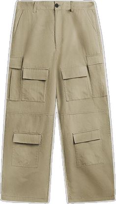 Solid Color Cargo Jeans For Fall, Casual Cargo Pants With Pockets For Fall, Khaki Techwear Pants With Pockets, Fall Solid Cargo Jeans With Pockets, Solid Color Full Length Cargo Pants, Trendy Straight Parachute Pants With Pockets, Full Length Cargo Pants With Pockets, Trendy Wide Leg Khaki Cargo Pants, Full Length Khaki Cargo Jeans With Multiple Pockets