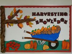 this is an image of a sign for harvesting in the fall with pumpkins and gourds