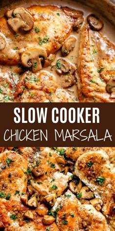 slow cooker chicken marsala with mushrooms and parsley