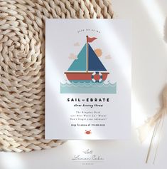 a card with a sail - e - bekrate design on it