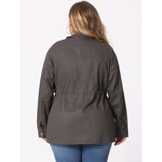 Stay both functional and fashionable with the plus-size utility jacket. Designed to meet your winter outerwear needs, this versatile piece ensures that you can look stylish and stay warm throughout the season. Whether you're going for a casual day out or dressing up for a special occasion, this jacket offers versatility in styling options. It's the perfect addition to your winter wardrobe. Weatherproof Long Sleeve Utility Hooded Jacket, Hooded Gore-tex Outerwear For Rainy Weather, Long-sleeved Denim Hooded Jacket With Pockets, Plus Size Trench Coat, Sleeveless Jean Jackets, Midweight Fleece-lined Long Sleeve Hooded Jacket, Long Denim Jacket, Crop Jean Jacket, Pockets Fashion