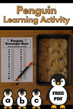 penguin learning activity for kids with penguins