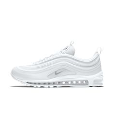 Nike Air Max 97 White, Nike 97, Air Max 97s, White Nike Shoes, Nike Max, Nike Air Shoes, Air Max Shoes, Nike Shoes Air Max, Cute Nike Shoes