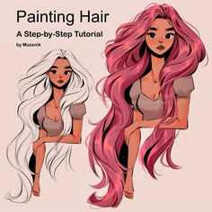 Stylized Hair, Procreate App Tutorial, Painting Hair, Digital Art Beginner, Learn How To Paint, Code Art, Digital Painting Tutorials, Hair Painting, Digital Art Tutorial