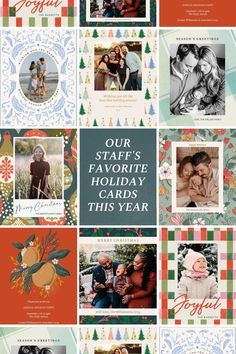 a collage of christmas cards with the words our staff's favorite holiday cards this year