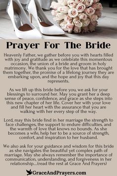 a wedding dress and shoes with the words prayer for the bride